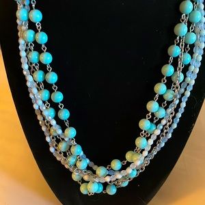 Lia Sophia Mint Green and Silver Tone Multi-Strand Necklace